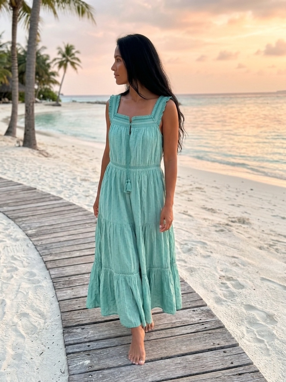 Old Navy NWT Mint Green Boho Midi Dress Size L